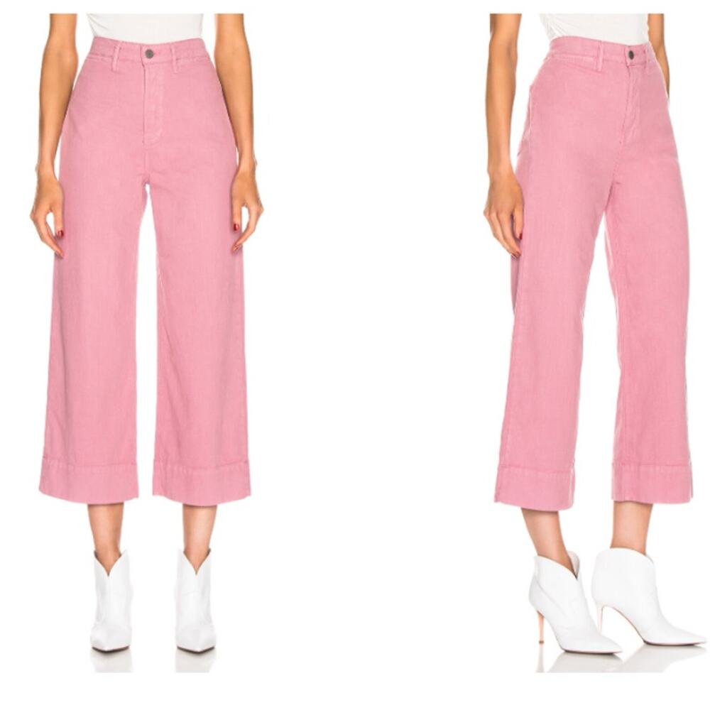 GRLFRND Campbell High Rise Crop Wide Leg Jeans Pink 30